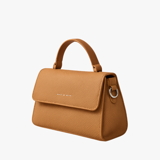 Camel Brown Textured Top-Handle Bag for Women – Elegant Everyday textured Handbag