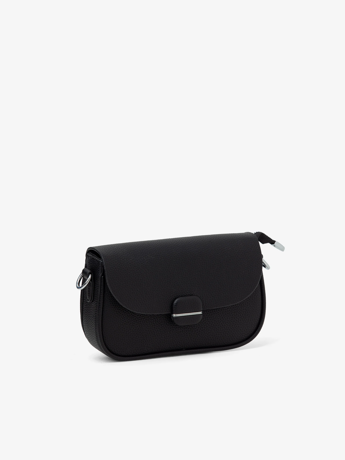 Black Textured Flap Crossbody Bag for Women