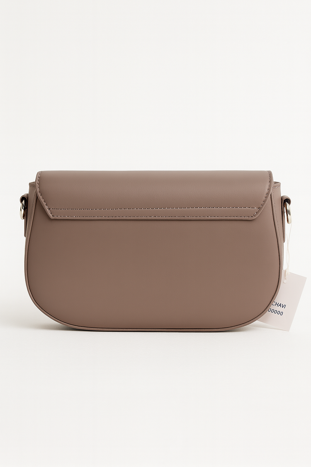 Taupe Leather Mini Crossbody Bag with Lock Detail – Elegant Everyday Shoulder Purse